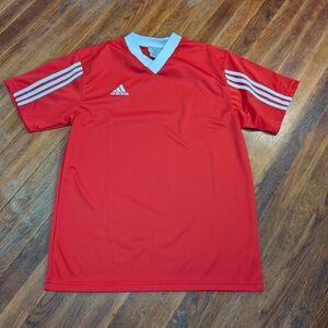 Vintage 90s Adidas Soccer Jersey Shirt Medium Mens Short Sleeve Blank Red Kit